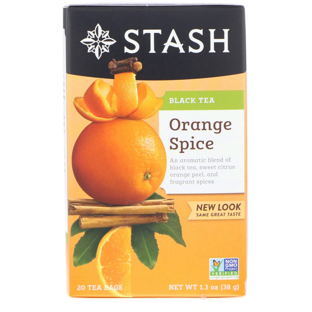 Stash Tea, 홍차, 오렌지 스파이스, 티백 20개, 38g(1.3oz)