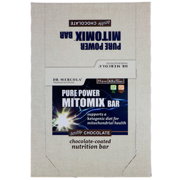 Dr. Mercola, batonik Pure Power Mitomix, podwójna czekolada, 12 batonów, 1,41 uncji (40 g) każda