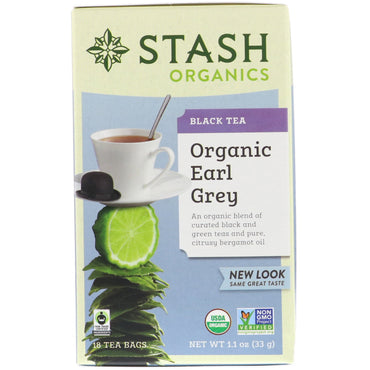 Stash Tea, Thé noir, Earl Grey, 18 sachets de thé, 1,1 oz (33 g)