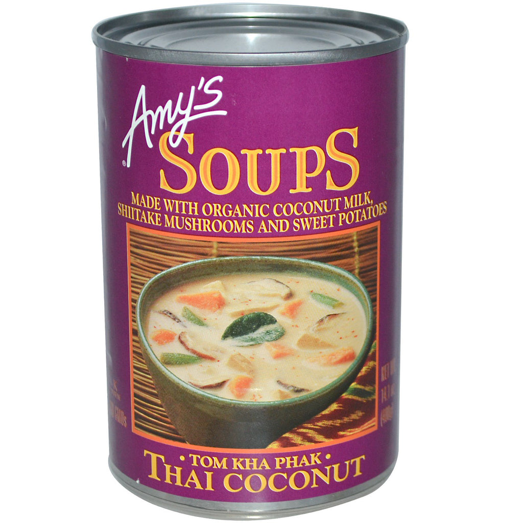 Amy's, ซุป, ต้มข่าผัก, มะพร้าวไทย, 14.1 ออนซ์ (400 กรัม)