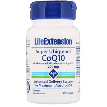 Life Extension, Super Ubiquinol CoQ10, 200 mg, 30 gélules