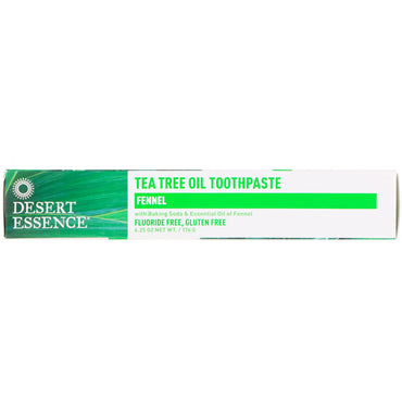 Desert Essence, pasta de dientes con aceite de árbol de té, hinojo, 6,25 oz (176 g)