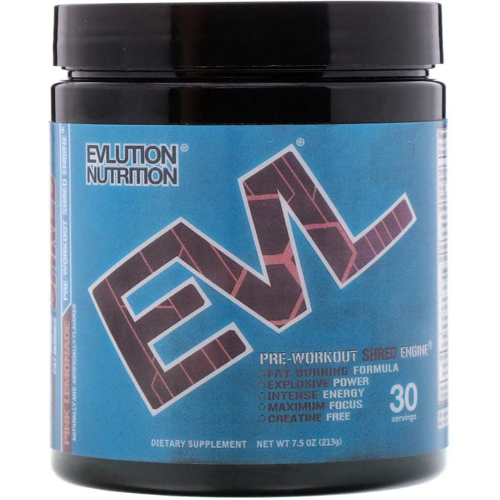 EVLution Nutrition, ENGN Shred, moteur de déchiquetage pré-entraînement, limonade rose, 7,5 oz (213 g)