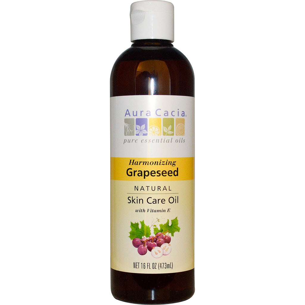 Aura Cacia, huile naturelle de soin de la peau, pépins de raisin harmonisants, 16 fl oz (473 ml)
