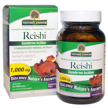 Naturens svar, Reishi, standardiserat örtextrakt, 1 000 mg, 60 vegetariska kapslar