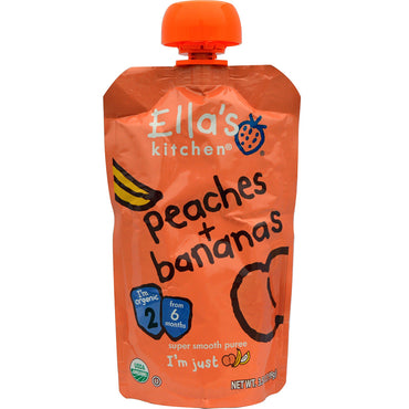 Ella's Kitchen Super Smooth Puree Peaches + Bananer 3,5 oz (99 g)