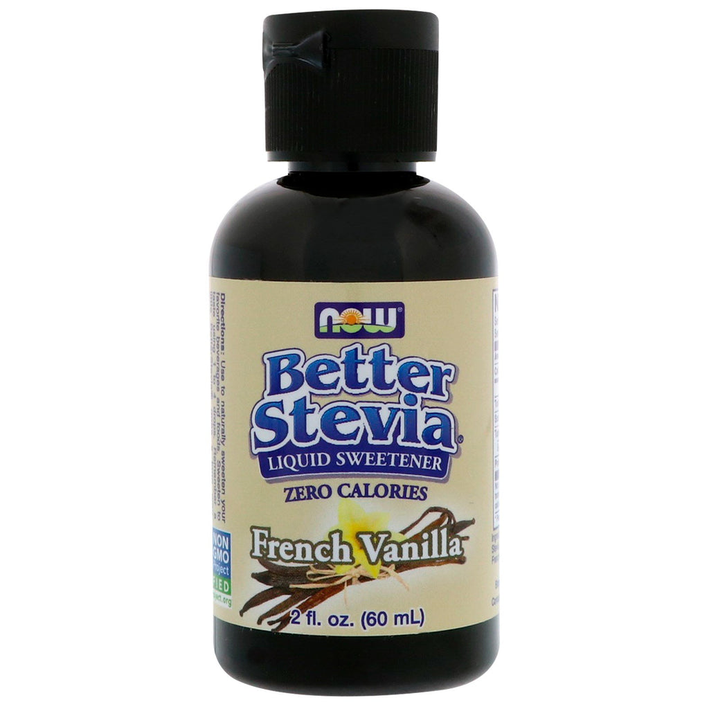 Now Foods, Better Stevia, flytende søtningsmiddel, fransk vanilje, 2 fl oz (60 ml)