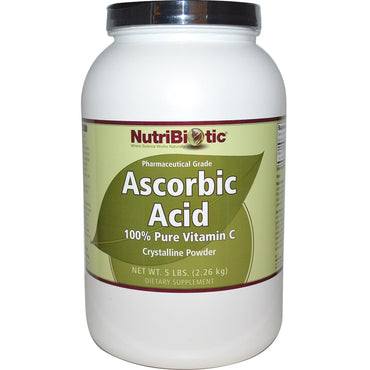NutriBiotic, ácido ascórbico, vitamina C 100 % pura, polvo cristalino, 5 lbs (2,26 kg)