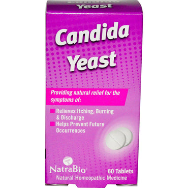 NatraBio, Candida Yeast, 60 Tablets