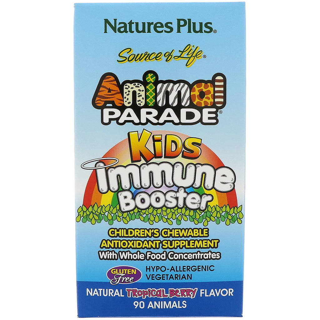 Nature's Plus, Source of Life, Animal Parade, Rinforzatore immunitario per bambini, Aroma naturale di bacche tropicali, 90 animali