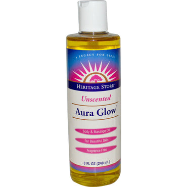 Heritage Store, Aura Glow, huile pour le corps et le massage, non parfumée, 8 fl oz (240 ml)