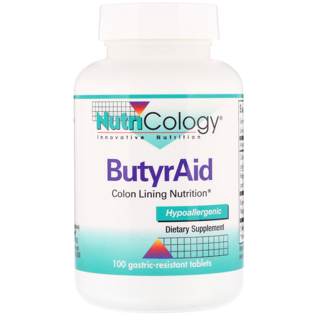 Nutricology, butyraid, 100 mage-resistente tabletter