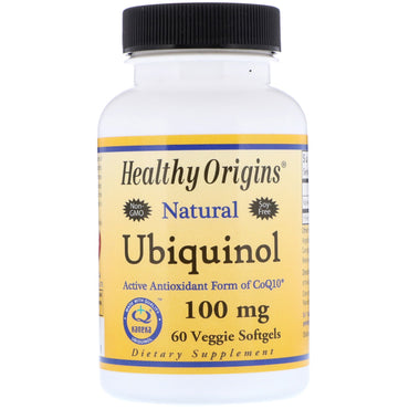 Healthy Origins, Ubiquinol, Kaneka QH, Naturel, 100 mg, 60 gélules végétariennes