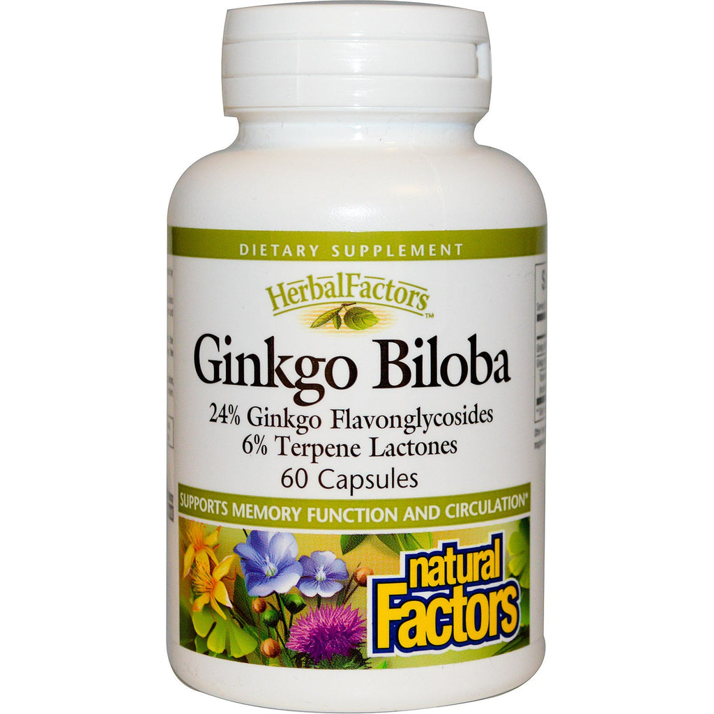 Natuurlijke factoren, ginkgo biloba, 60 capsules