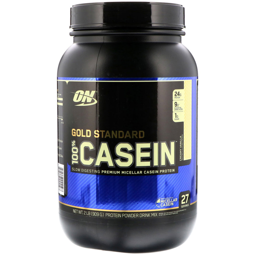 Optimum Nutrition, Gold Standard, 100 % caseína, vainilla cremosa, 2 lbs (909 g)