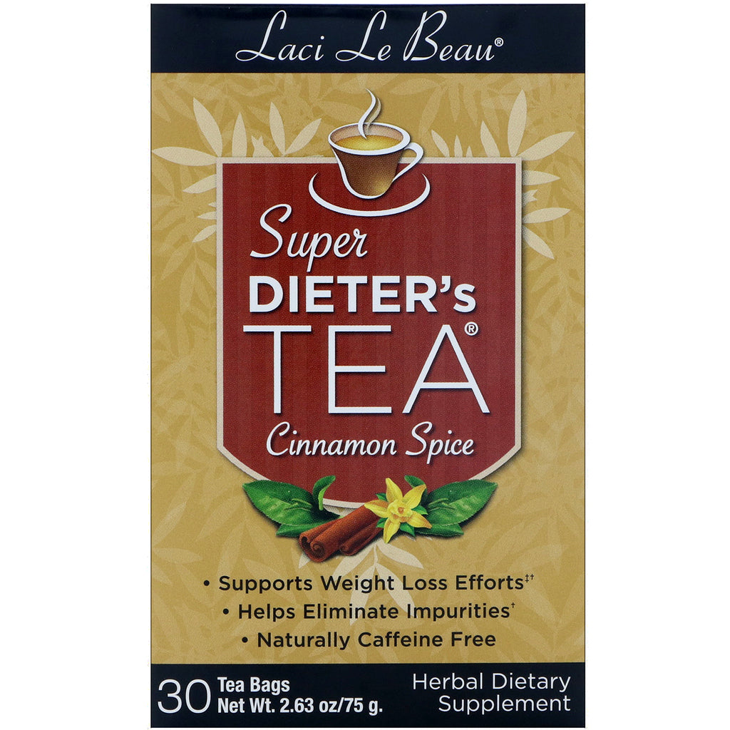 Natrol, Laci Le Beau, herbata Super Dieter's, przyprawa cynamonowa, 30 torebek herbaty, 2,63 uncji (75 g)