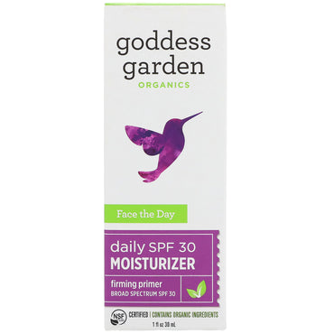 Goddess Garden, s、フェイス ザ デイ、デイリー モイスチャライザー、ファーミング プライマー、SPF 30、1 fl oz (30 ml)
