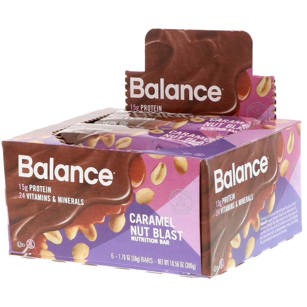 Balance Bar Nutrition Bar Caramel Nut Blast 6 แท่ง 1.76 ออนซ์ (50 กรัม) ต่ออัน