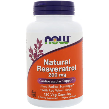 Now Foods, Resveratrol natural, 200 mg, 120 cápsulas vegetales