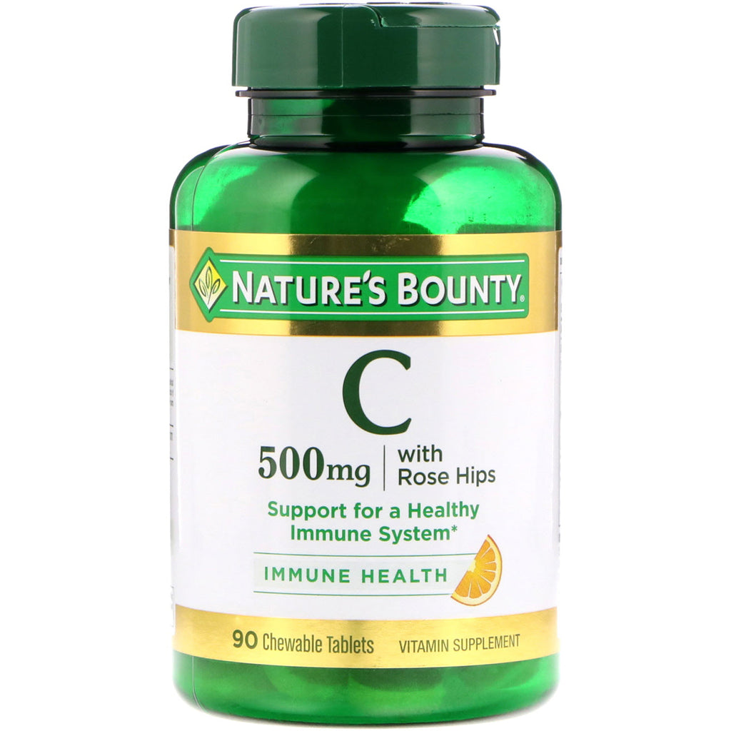 Nature's Bounty, C-vitamin med nyper, naturlig appelsinsmak, 500 mg, 90 tyggetabletter