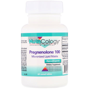 Nutricology, Pregnenolona 100, 60 tabletas ranuradas