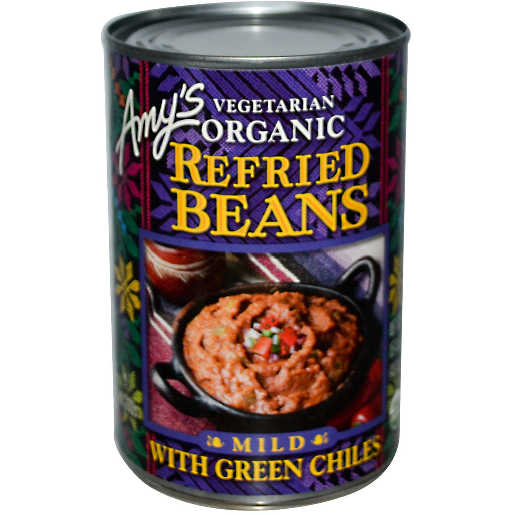 Amy's, Frijoles refritos vegetarianos con chiles verdes, suaves, 437 g (15,4 oz)