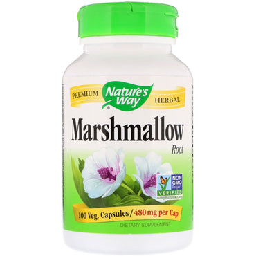 Nature's Way, raiz de marshmallow, 480 mg, 100 vegetais. Cápsulas