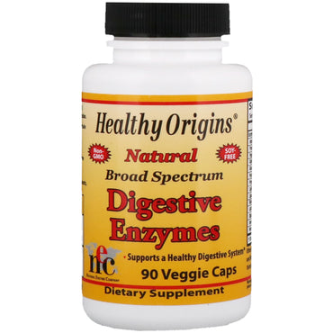 Orígenes saludables, enzimas digestivas, amplio espectro, 90 cápsulas vegetales