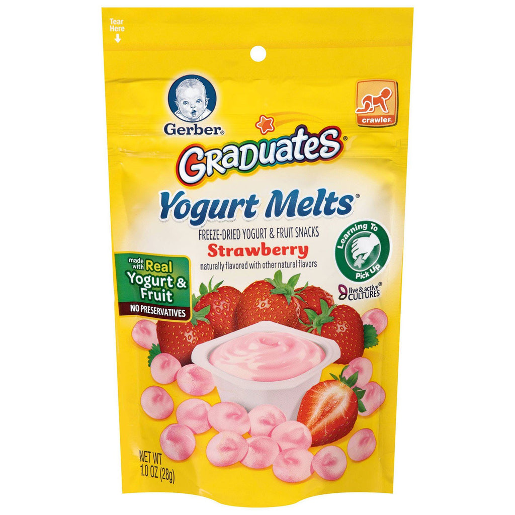 गेरबर ग्रेजुएट्स योगर्ट मेल्ट्स स्ट्रॉबेरी 1.0 आउंस (28 ग्राम)
