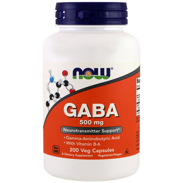 Now Foods, GABA, 500 mg, 200 gélules