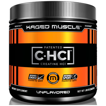 Kaged Muscle, C-HCI الحاصل على براءة اختراع، كرياتين HCI، بدون نكهة، 1.98 أونصة (56.25 جم)