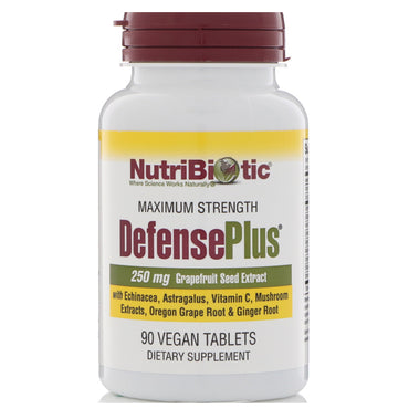 NutriBiotic, DefensePlus, 250 mg de extrato de semente de toranja, 90 comprimidos veganos