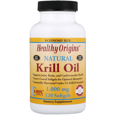 Healthy Origins, huile de krill, saveur vanille, 1 000 mg, 120 gélules