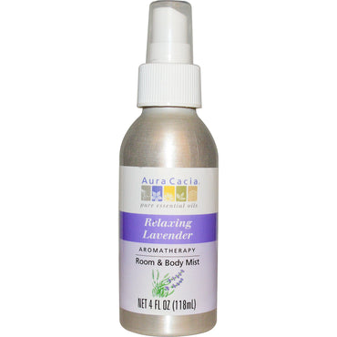 Aura Cacia, Aromaterapi Room & Body Mist, avslappende lavendel, 4 fl oz (118 ml)