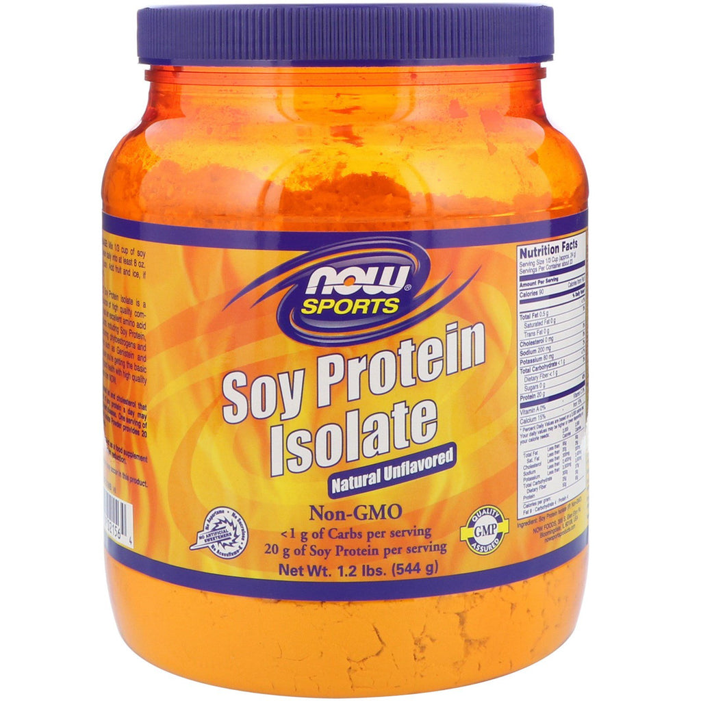 Now Foods, Sports, Isolat de protéine de soja, naturel sans saveur, 1,2 lb (544 g)