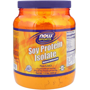 Now Foods, Sports, Aislado de proteína de soja, natural sin sabor, 1,2 lbs (544 g)