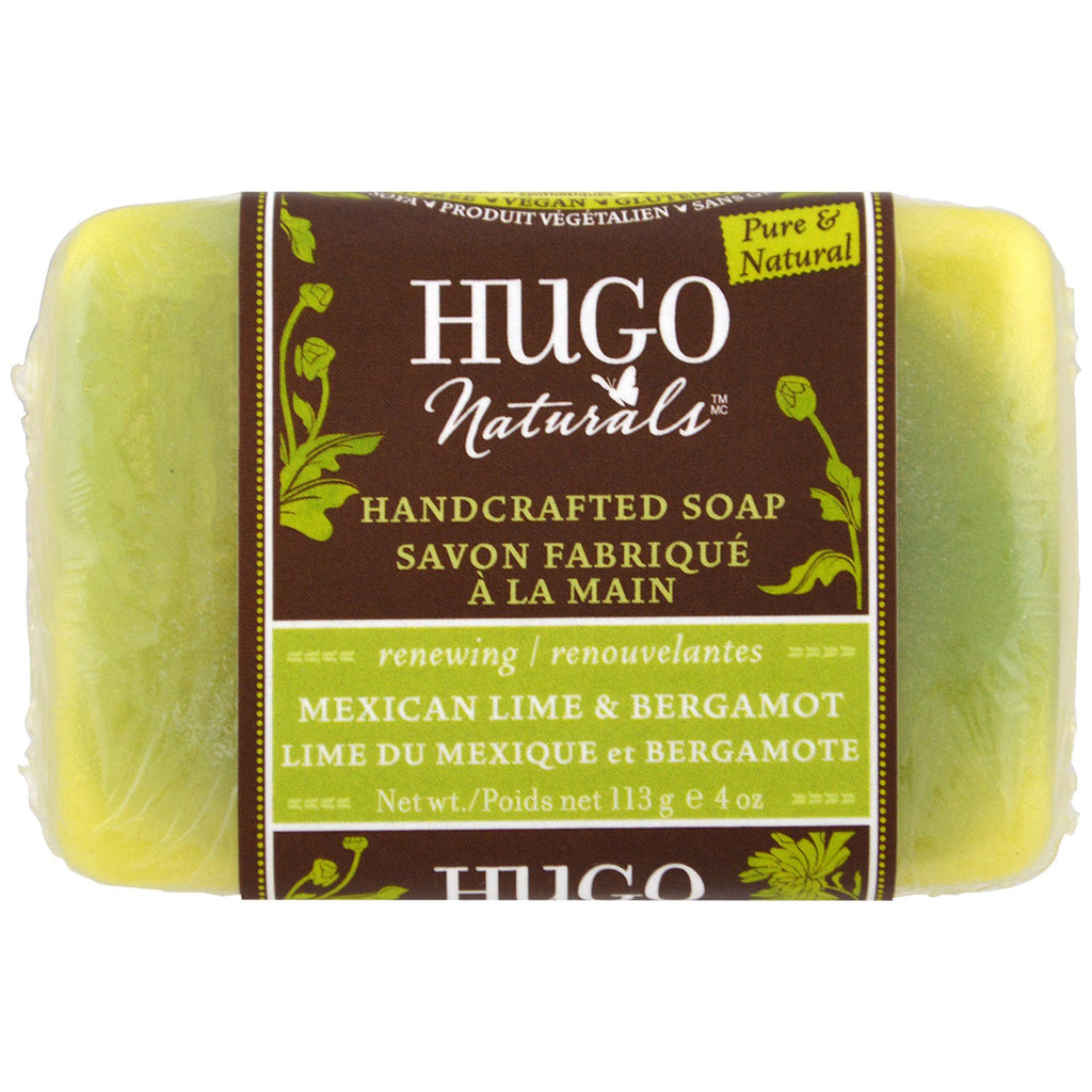 Hugo Naturals, صابون مصنوع يدويًا، بالليمون المكسيكي والبرغموت، 4 أونصة (113 جم)