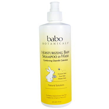 Babo Botanicals, Shampoing et nettoyant hydratants pour bébé, Calendula au lait d'avoine, 16 fl oz (473 ml)