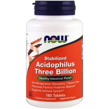 Maintenant aliments, acidophilus stabilisé trois milliards, 180 comprimés