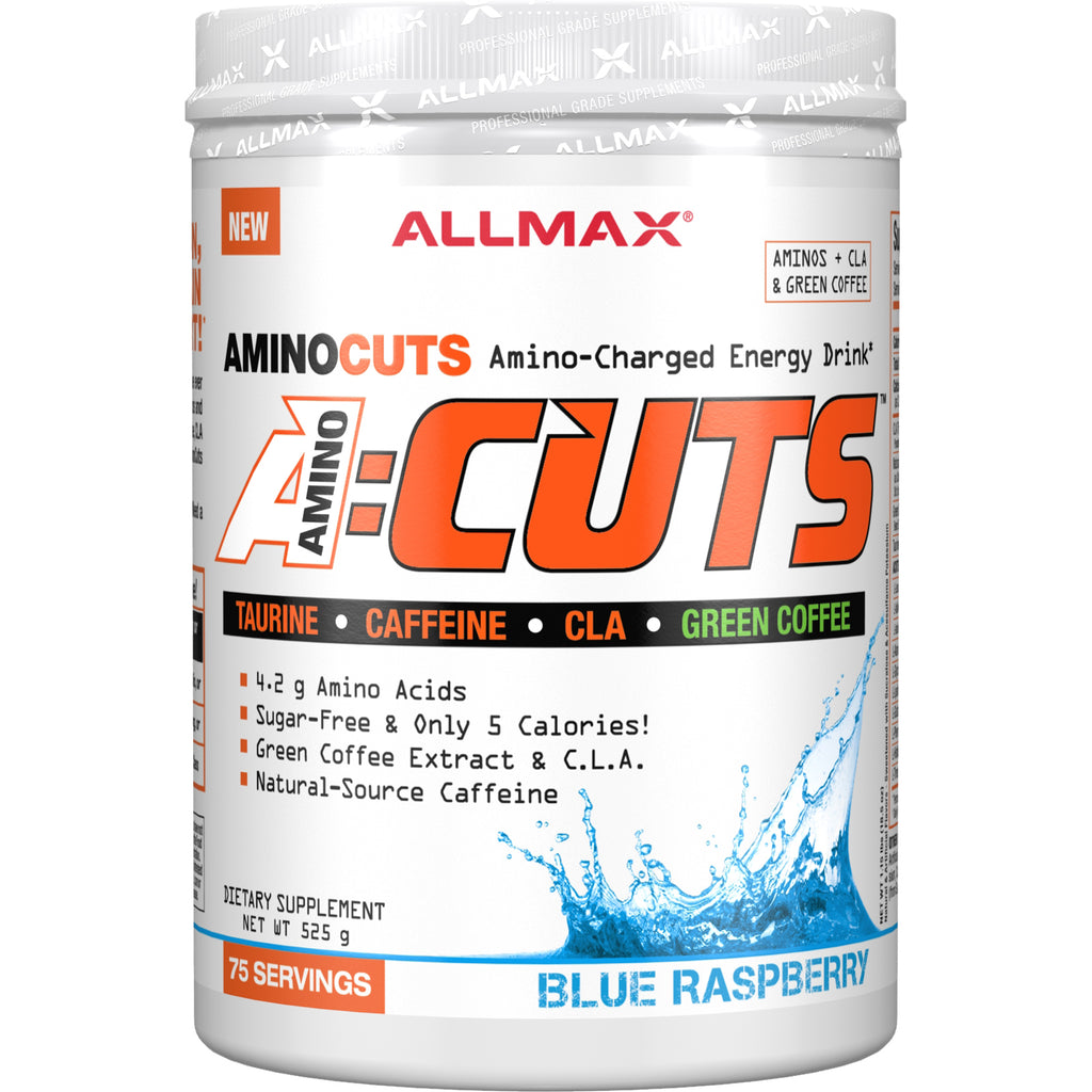 ALLMAX Nutrition, AMINOCUTS (ACUTS), BCAA pentru slabit (CLA + Taurina + Cafea verde), Zmeura albastra, 525 g