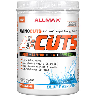 ALLMAX Nutrition, AMINOCUTS (ACUTS), BCAA perte de poids (CLA + Taurine + Café vert), Framboise bleue, 525 g