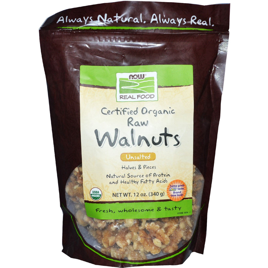 Now Foods, Real Food, Certified  Raw Walnuts, Unsalted, 12 oz (340 g)