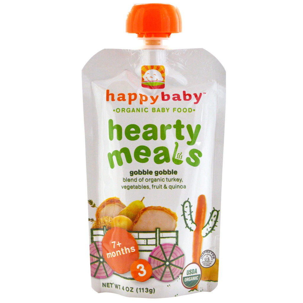 Nurture Inc. (Happy Baby) Nourriture pour bébé Repas copieux Gobble Gobble Stage 3 4 oz (113 g)