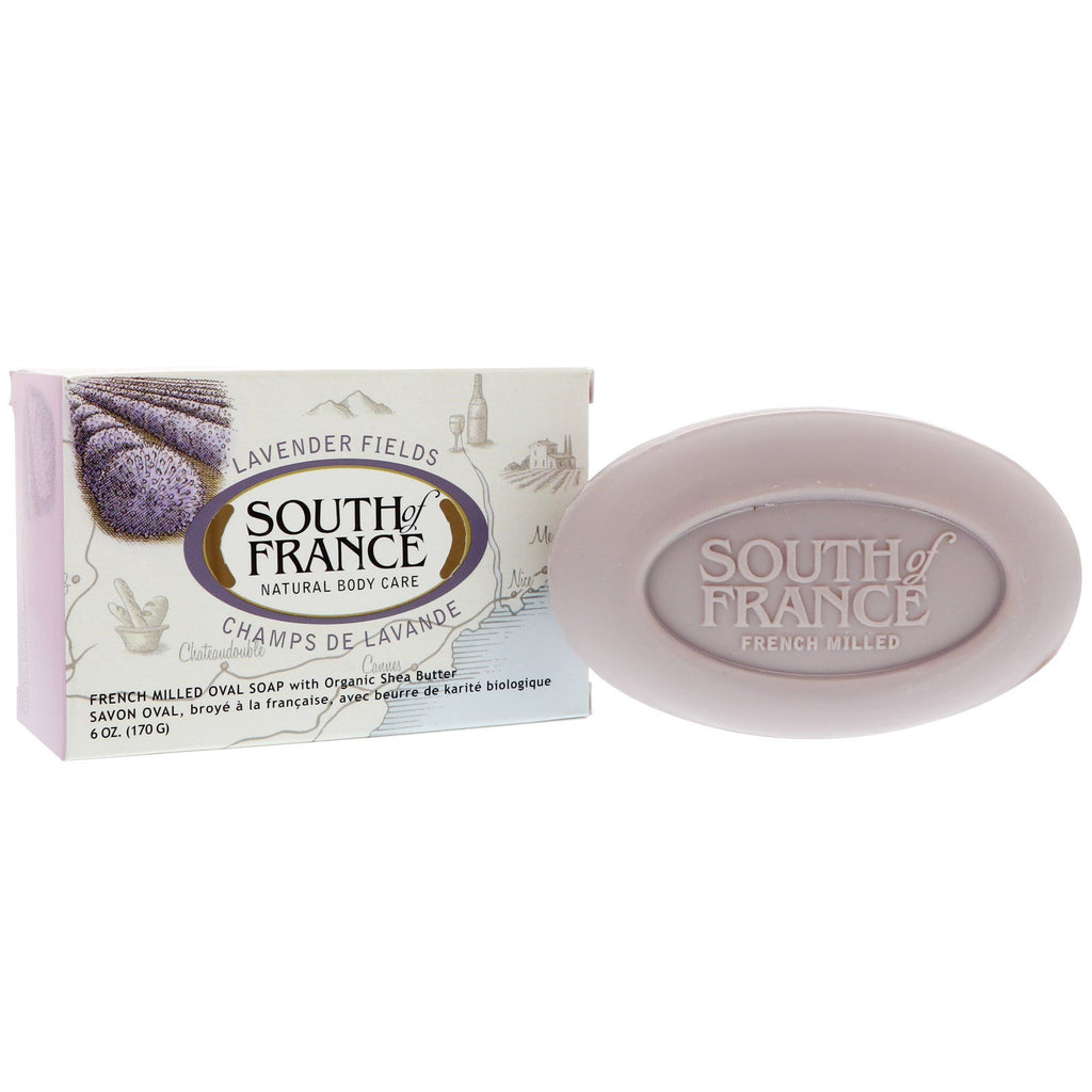 South of France, Lavender Fields, French Milled Oval Soap with  Shea Butter, 6 oz (170 g)