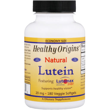 Healthy Origins, luteína, natural, 20 mg, 180 cápsulas blandas vegetales