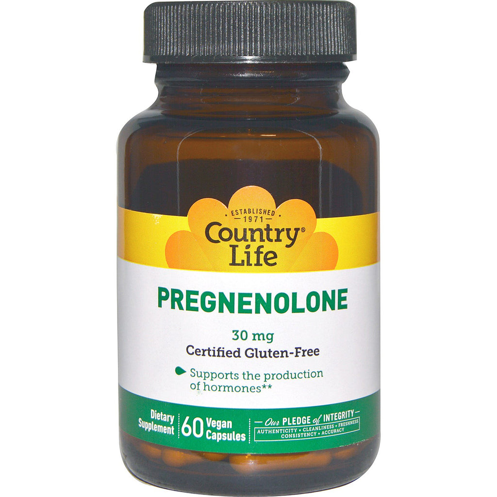 Country Life, Pregnenolone, 30 מ"ג, 60 כוסות צמחיות