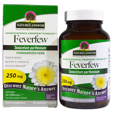 Nature's Answer, Feverfew, Planta standardizată, 250 mg, 90 capsule vegetariene