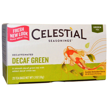 Celestial Seasonings, Thé vert, Décaféiné vert, 20 sachets de thé, 1,3 oz (36 g)