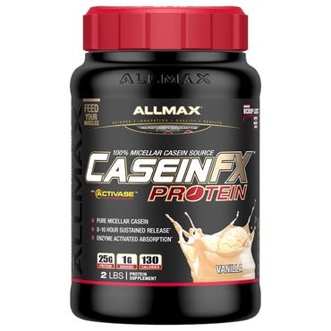 ALLMAX Nutrition, CaseinFX, 100% Casein Micellar Protein, Vanilje, 2 lbs. (907 g)