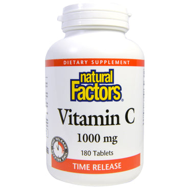 Natural Factors, Vitamina C, Liberação Temporizada, 1000 mg, 180 Comprimidos